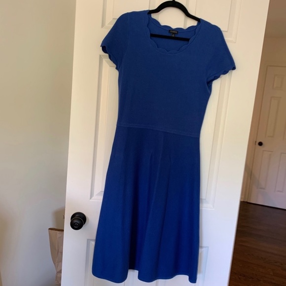 ✨4X HP✨ Talbots Blue Knit scallop neck dress - Picture 3 of 4